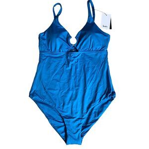 Knix Women's Swimsuit XL Blue Peekaboo Bust One Piece Adjusted Straps